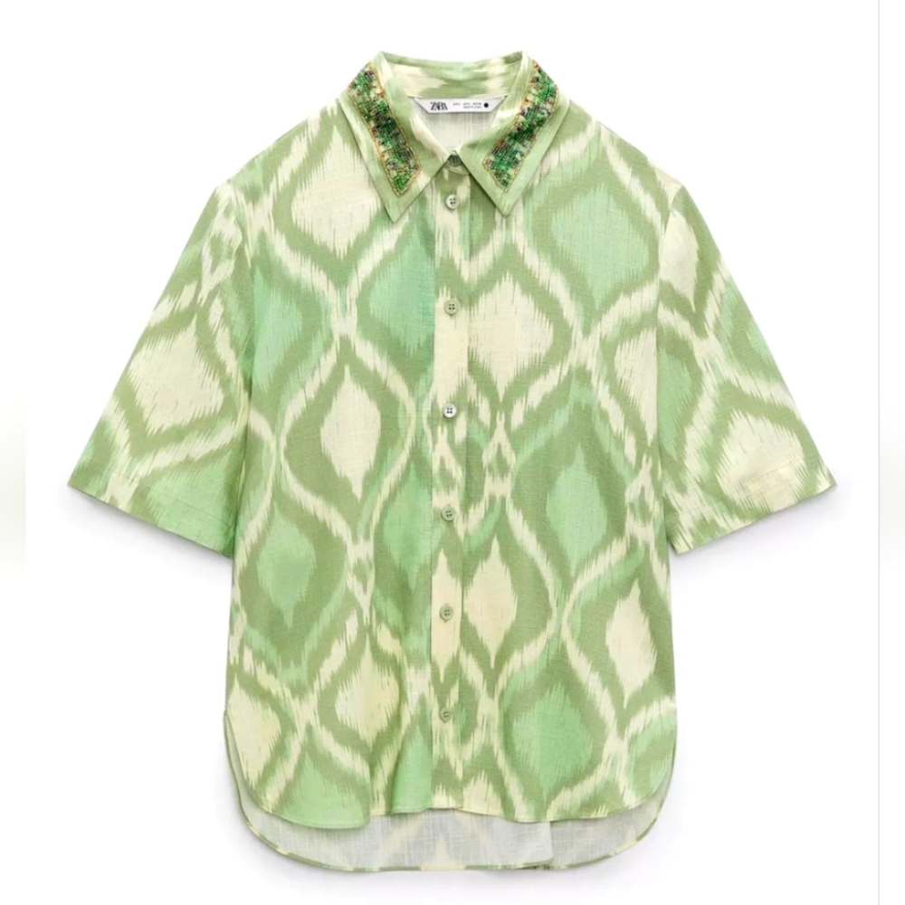 ZARA Collection Embelished Patterned Shirt